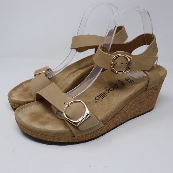 Birkenstock Papillio Soley Women’s 9-9.5 EU 40 Brown Leather Wedge Sandals - Picture 1 of 5
